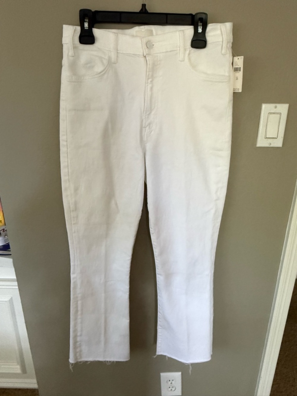 MOTHER White High-Rise Cropped Ankle Jeans